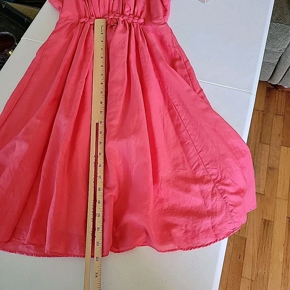 Esley Silk Blend Dress Coral High Neck Chic Cocktail Fairy Feminine Mod Romantic